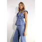 STRETCH COLLARED TOP AND PANTS SET