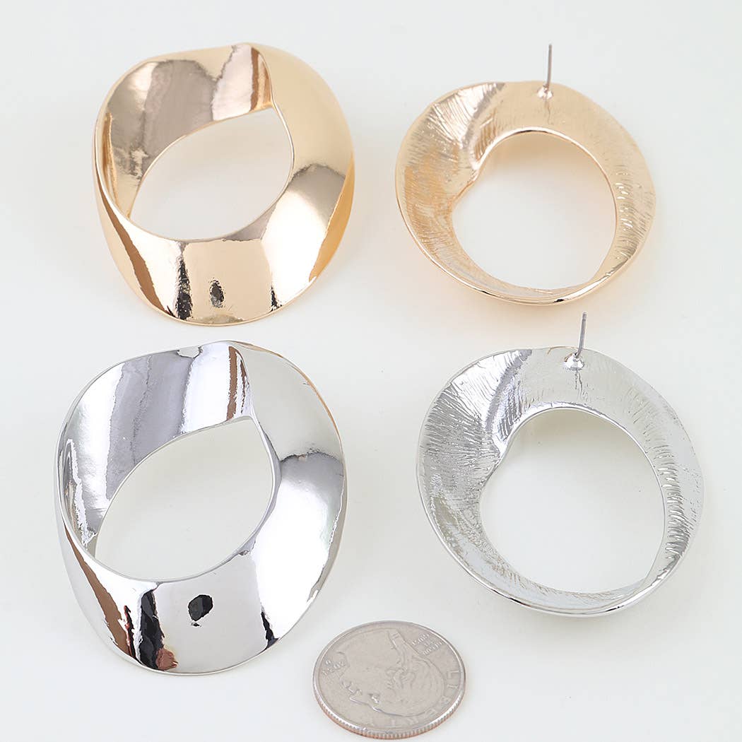 Multi Polished Twist Loop Earrings