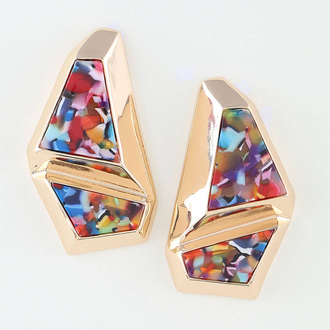 Abstract Mirror Gemstone Earrings