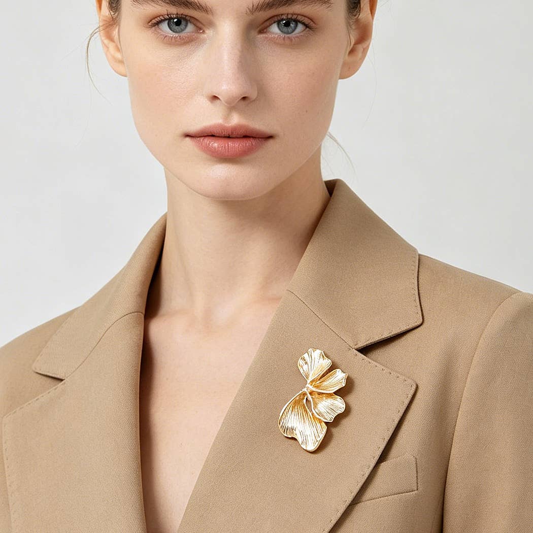 Polished Gold Dipped Petal Brooch