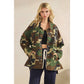 Camo Jacket with Floral Mesh Sequins Contrast
