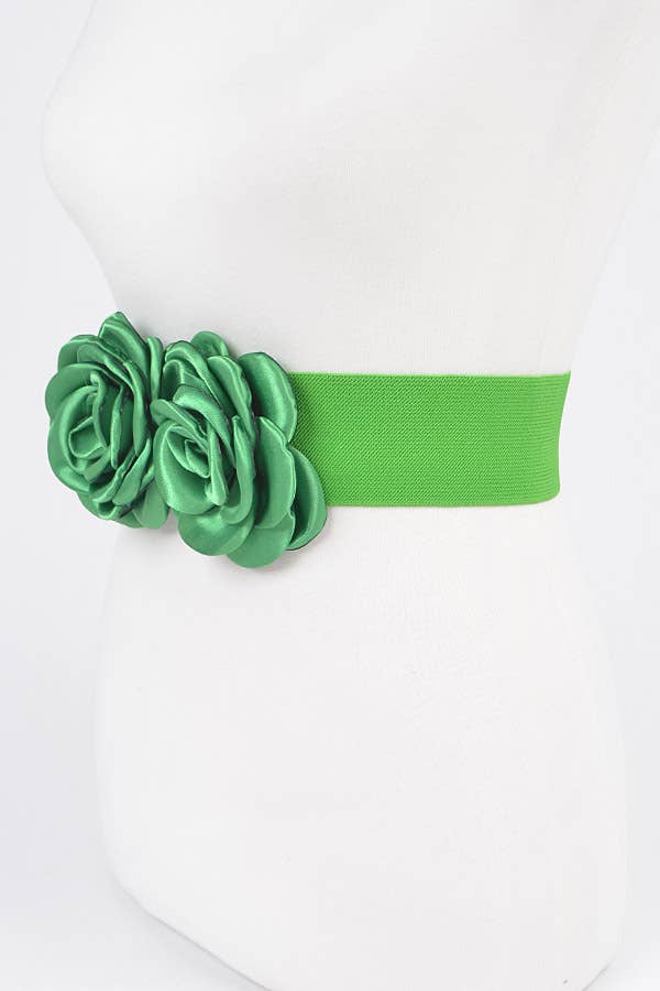 Double Satin Flower Elastic Belt