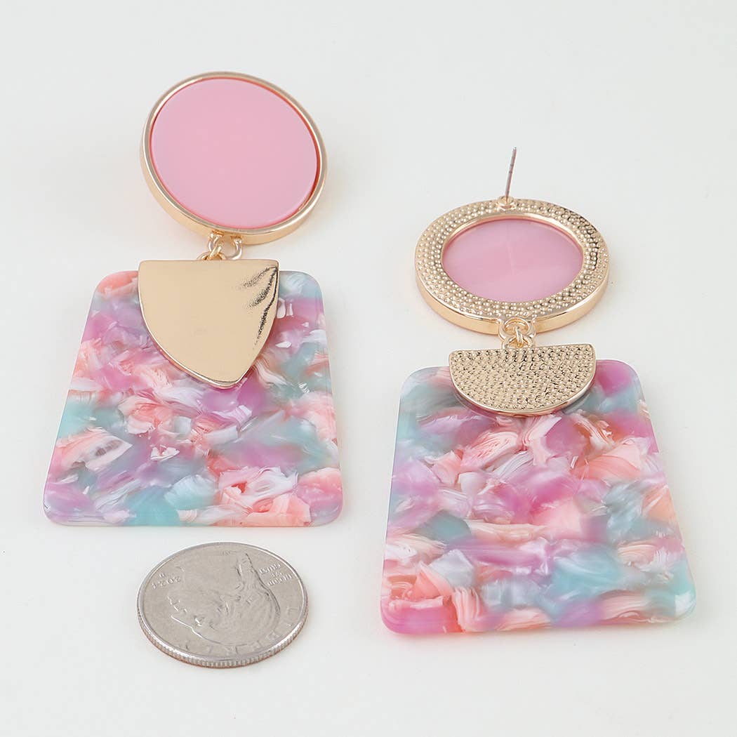 Bright Pink Flake Fashion Earrings