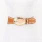Hammered Metal Buckle Studded Faux Suede Elastic Belt
