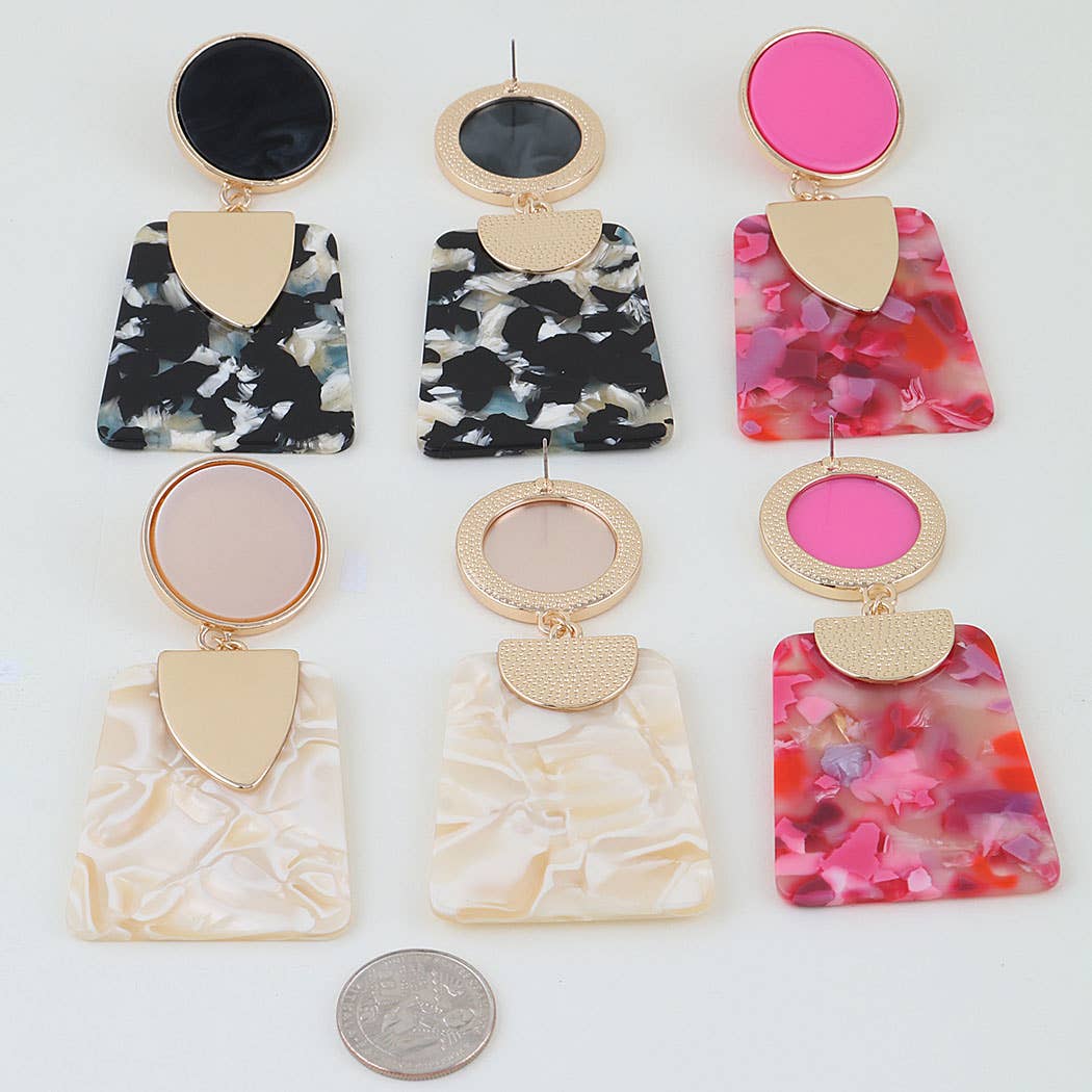 Bright Pink Flake Fashion Earrings