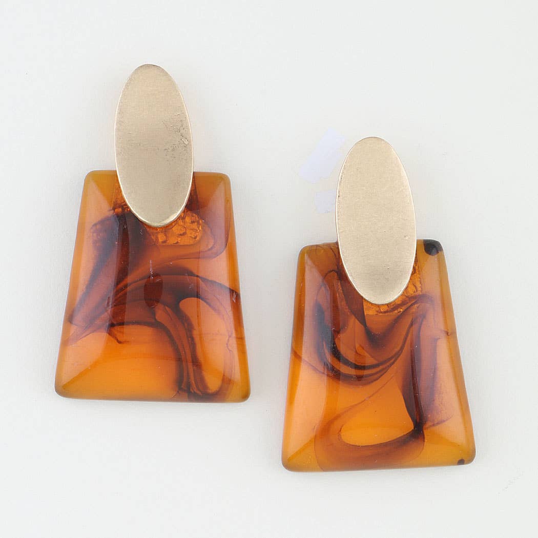 Abstract Marble Stone Fashion Earrings