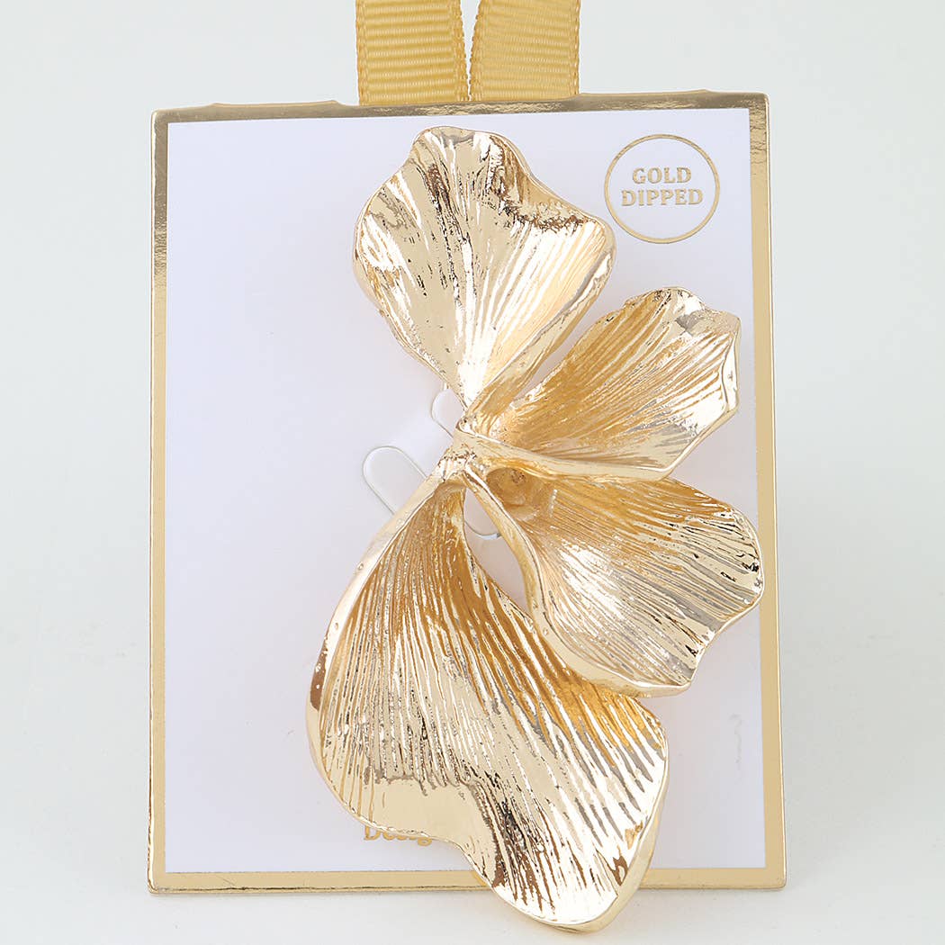 Polished Gold Dipped Petal Brooch