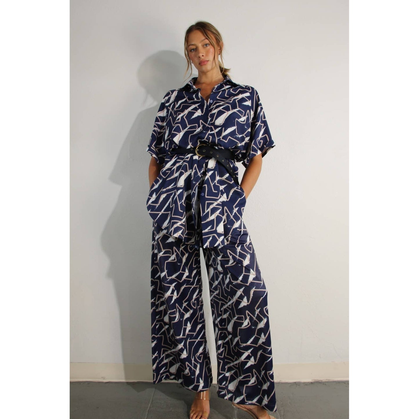 BUTTON DOWN OVER SIZED SHIRTS AND PANTS SET
