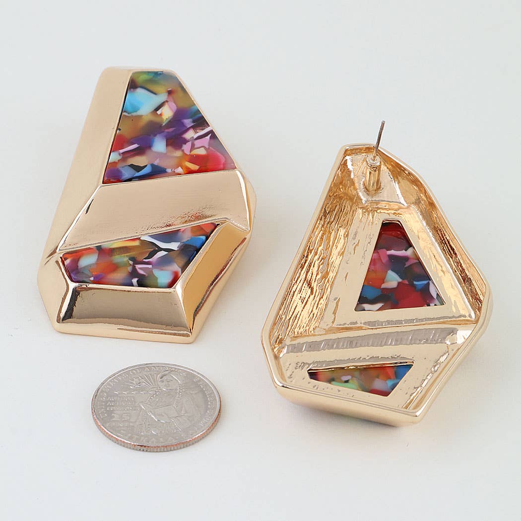 Abstract Mirror Gemstone Earrings