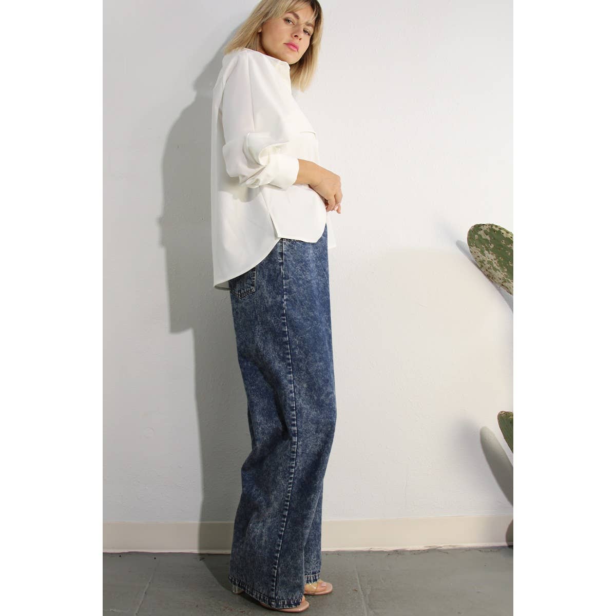 WASHED DENIM SHIRTS JACKEET AND PANTS SET