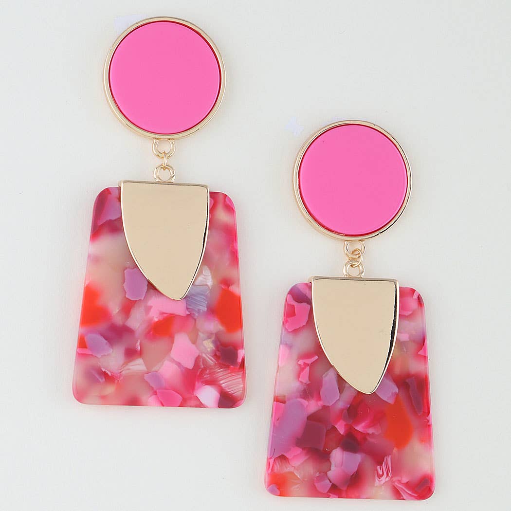 Bright Pink Flake Fashion Earrings