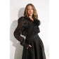 LOVELY RUFFLE BLOUSE AND FLOWER BELTED SKIRT SET