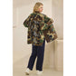 Camo Jacket with Floral Mesh Sequins Contrast