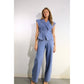 STRETCH COLLARED TOP AND PANTS SET