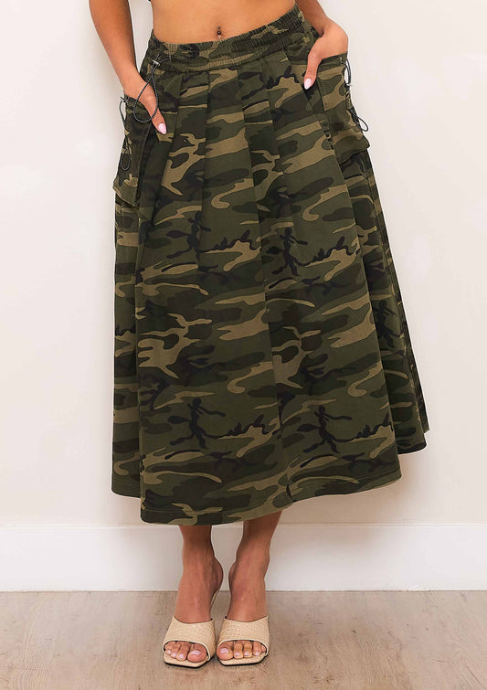 Camo Midi Skirt
