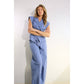STRETCH COLLARED TOP AND PANTS SET