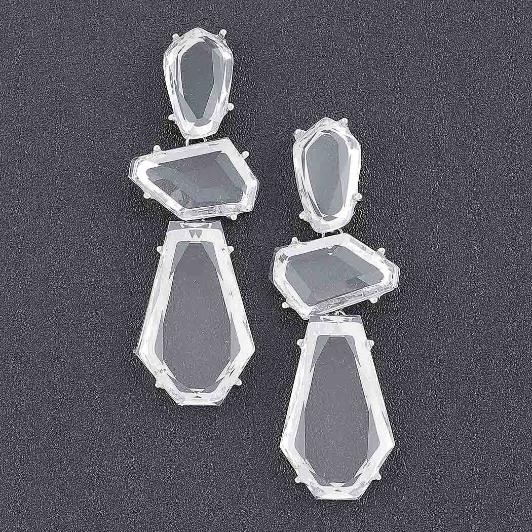 Tiered Faceted Crystal Drop Earrings