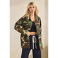 Camo Jacket with Floral Mesh Sequins Contrast