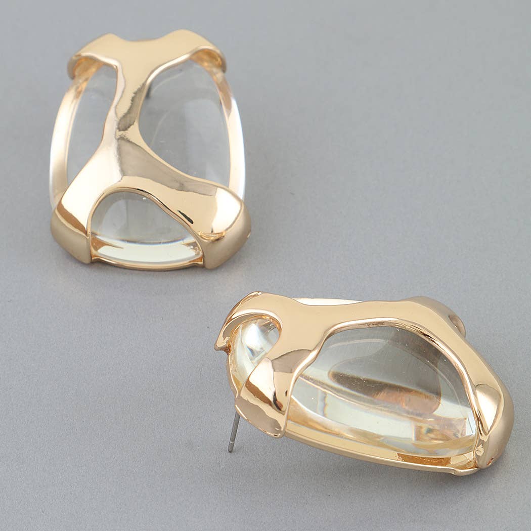 Polished Transparent Stone Earrings