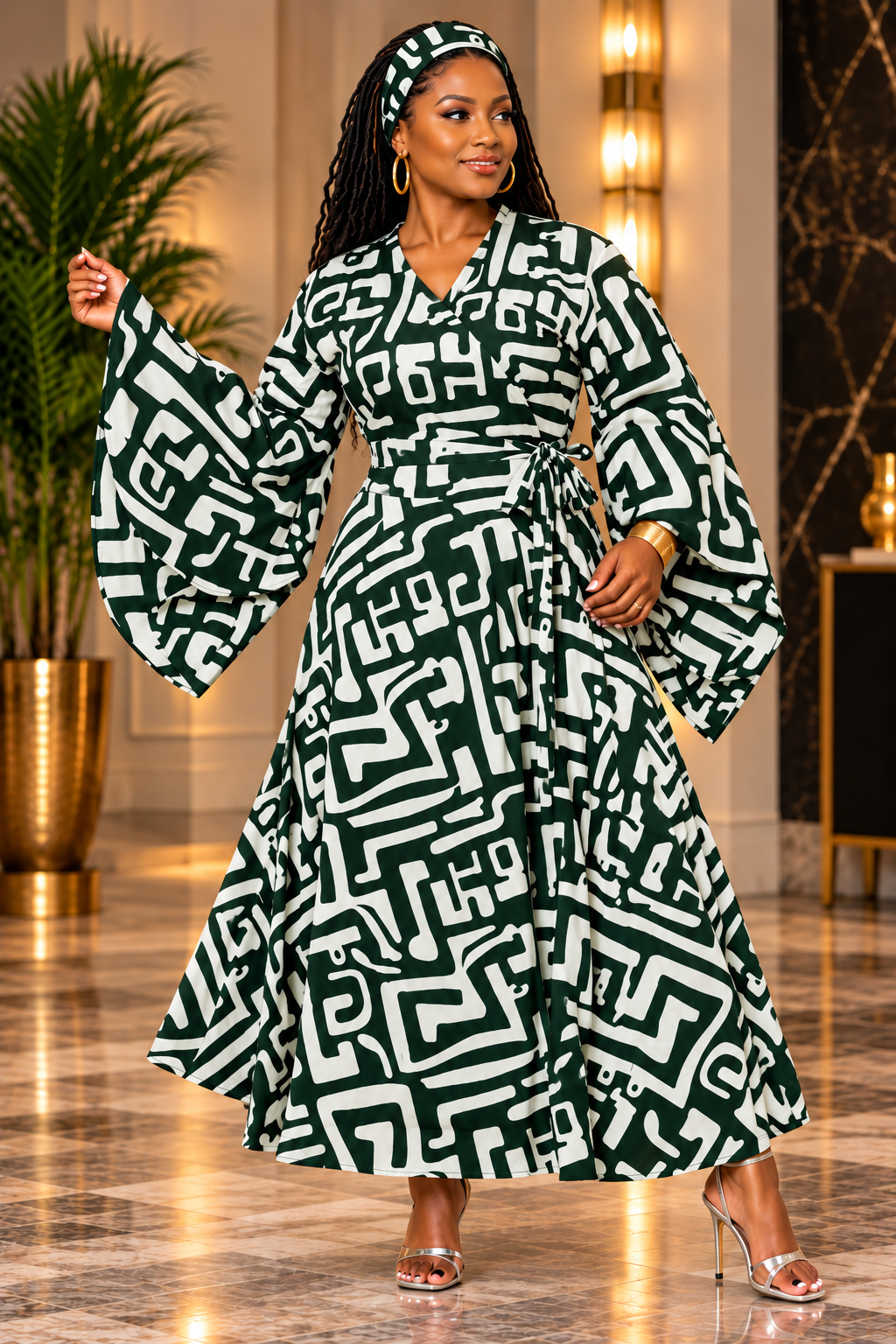 ABSTRACT WRAP DRESS