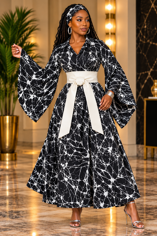 ABSTRACT WRAP DRESS