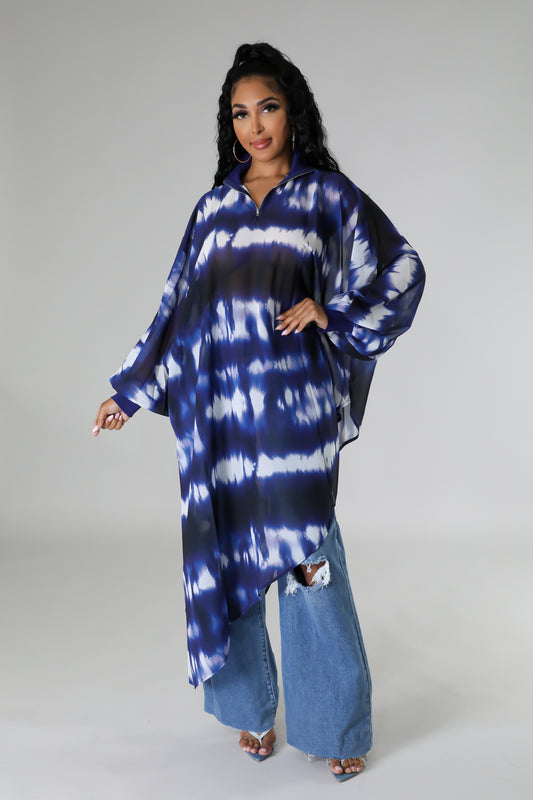 WILLOW TUNIC TOP-BLUE