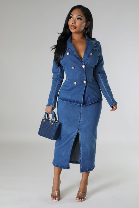 INES DENIM SKIRT SET