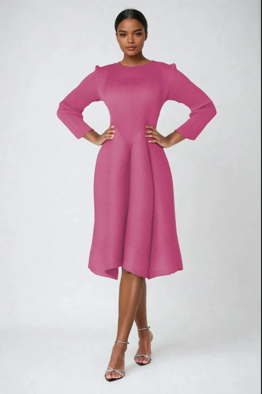 LINEAR GRACE DRESS-FUSCHIA