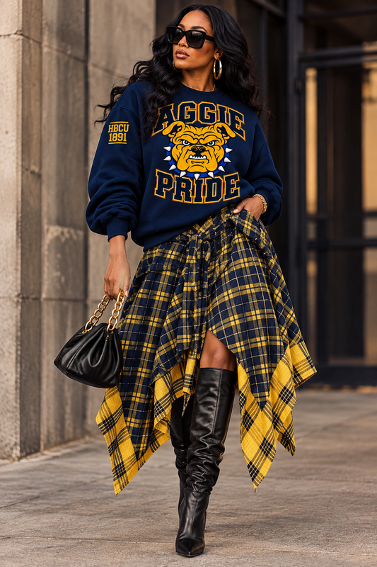 WRAPPED IN PLAID SKIRT
