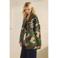 Camo Jacket with Floral Mesh Sequins Contrast
