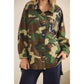 Camo Jacket with Floral Mesh Sequins Contrast