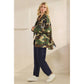 Camo Jacket with Floral Mesh Sequins Contrast