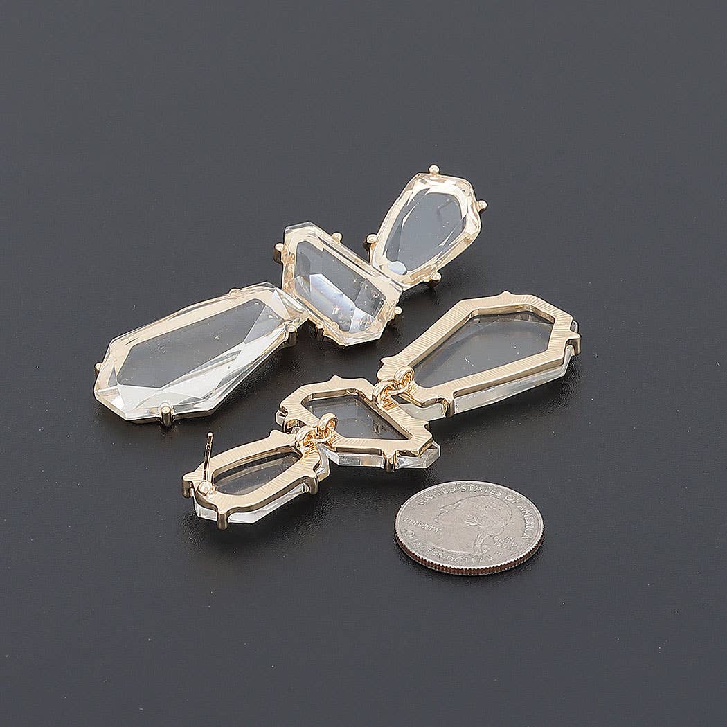 Tiered Faceted Crystal Drop Earrings