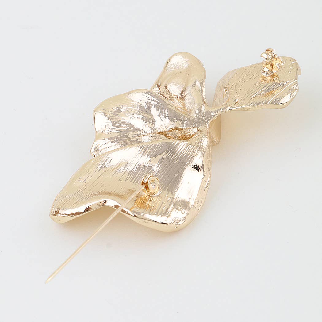 Polished Gold Dipped Petal Brooch