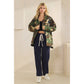 Camo Jacket with Floral Mesh Sequins Contrast