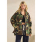 Camo Jacket with Floral Mesh Sequins Contrast