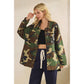 Camo Jacket with Floral Mesh Sequins Contrast