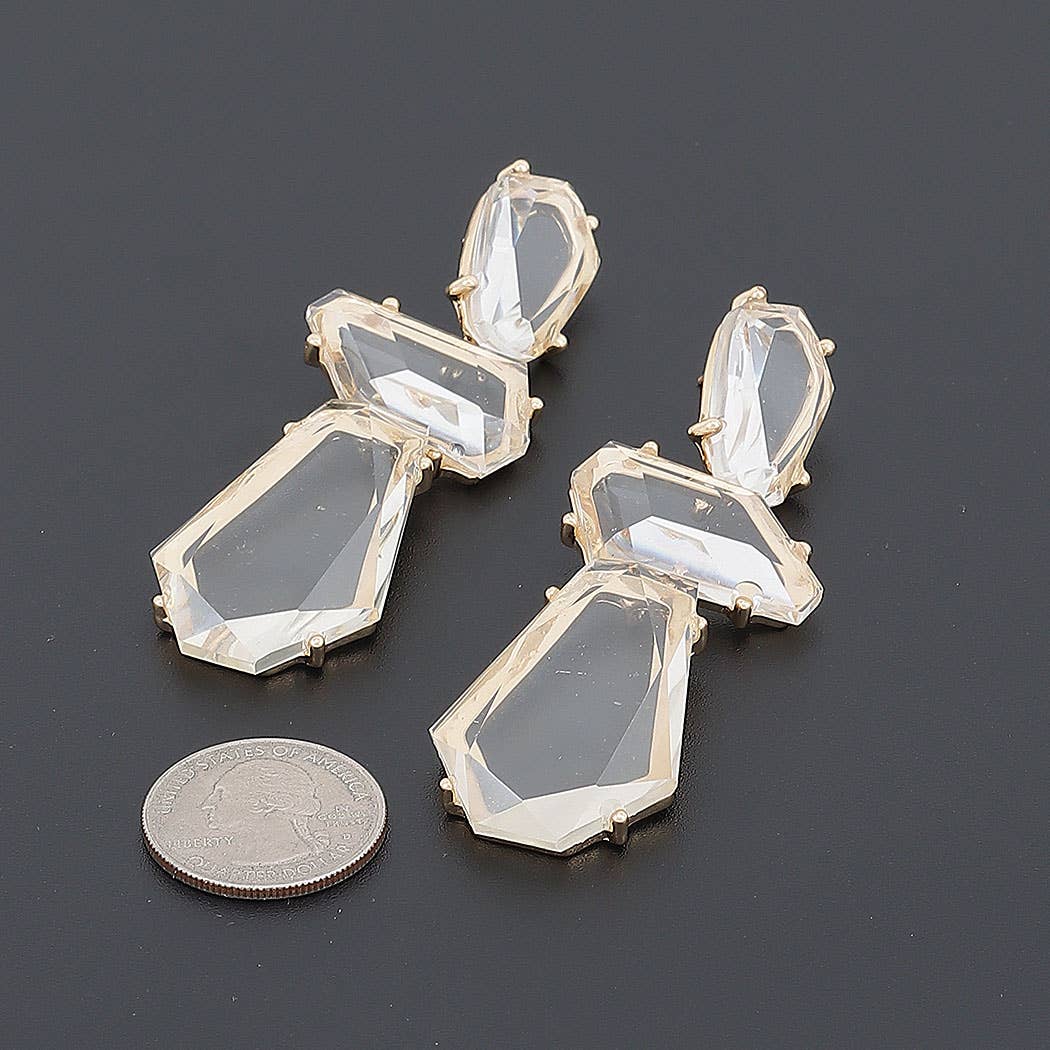 Tiered Faceted Crystal Drop Earrings