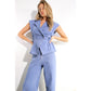 STRETCH COLLARED TOP AND PANTS SET