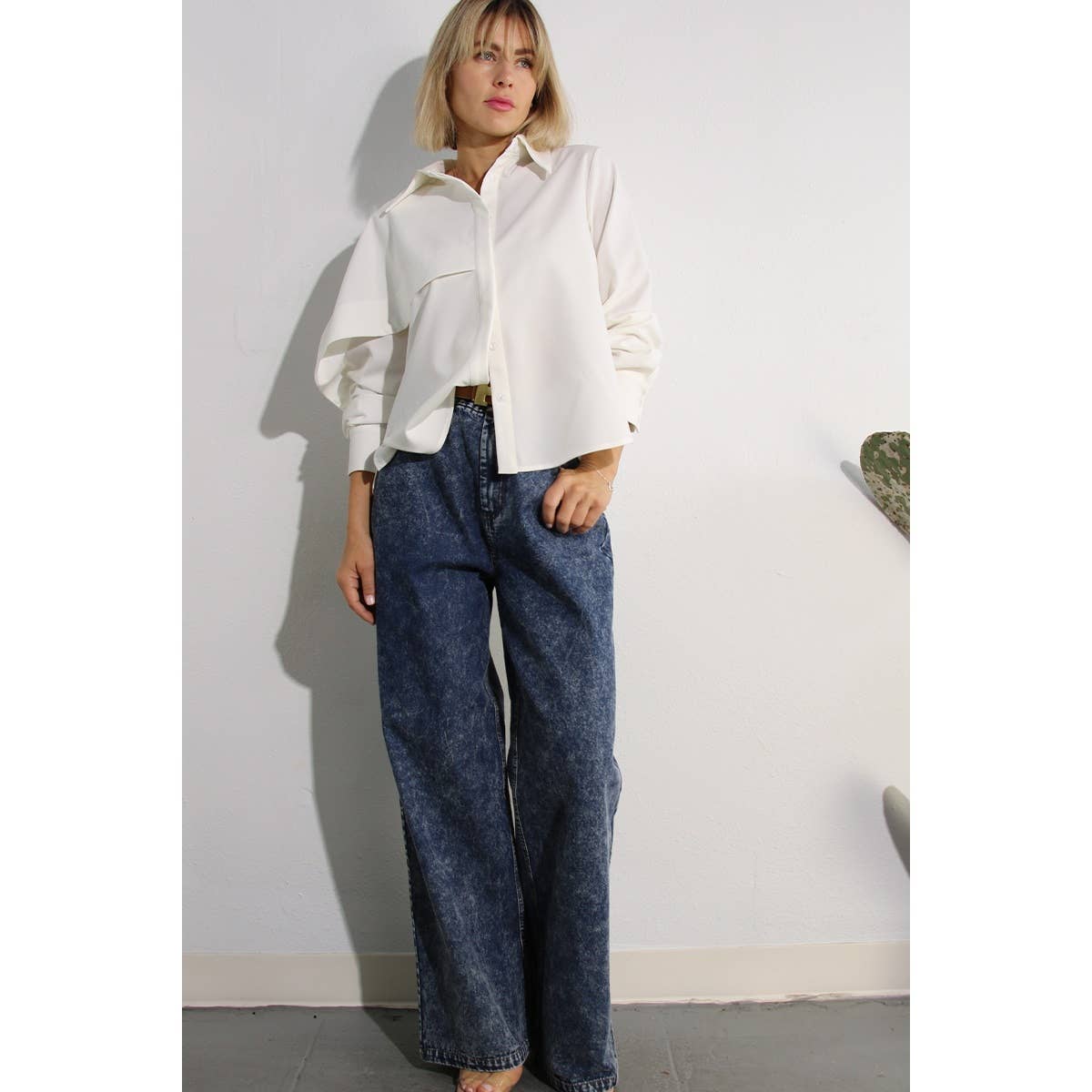 WASHED DENIM SHIRTS JACKEET AND PANTS SET