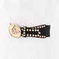 Hammered Metal Buckle Studded Faux Suede Elastic Belt