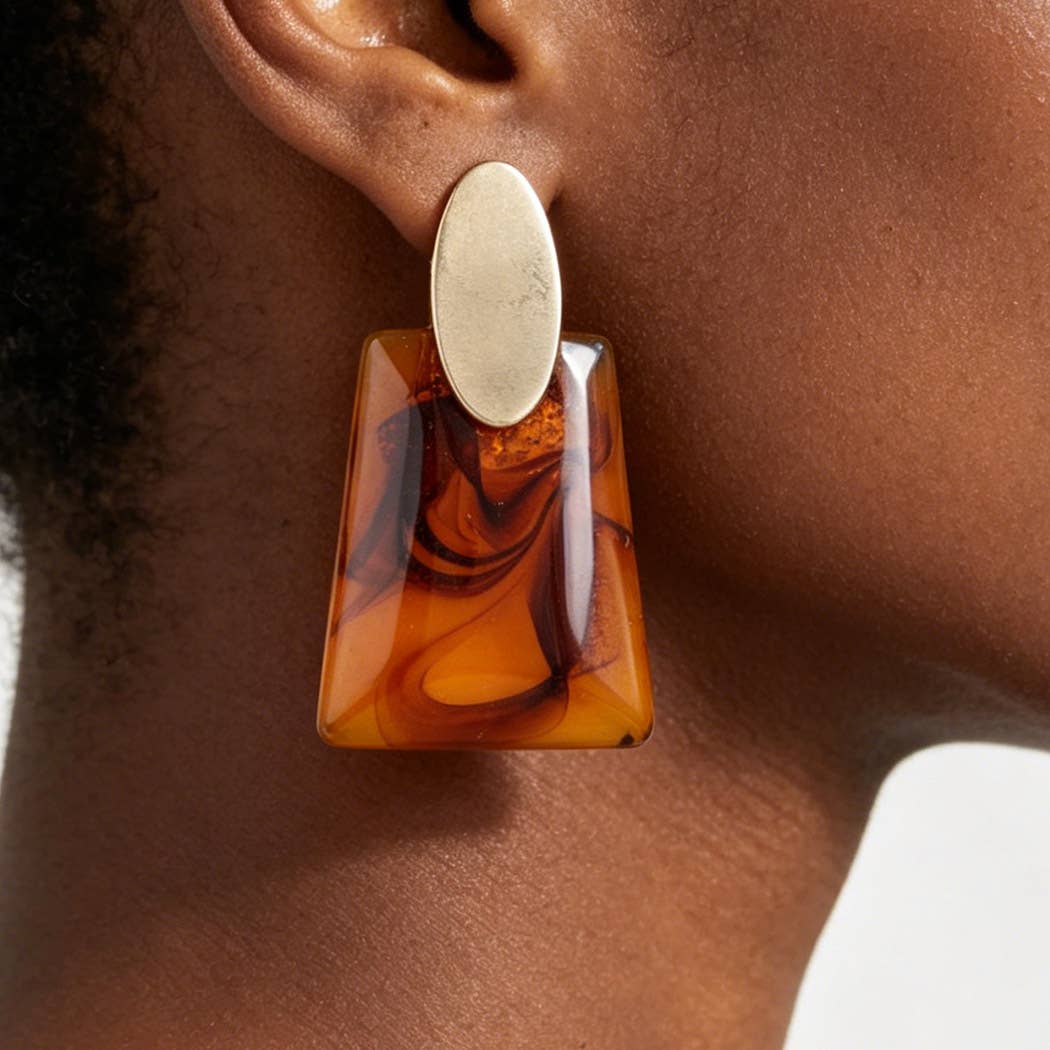 Abstract Marble Stone Fashion Earrings