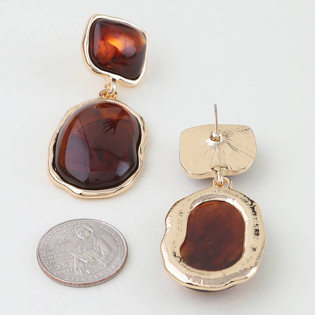 Tortoise Marble Stone Drop Earrings