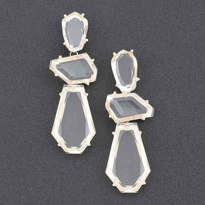 Tiered Faceted Crystal Drop Earrings