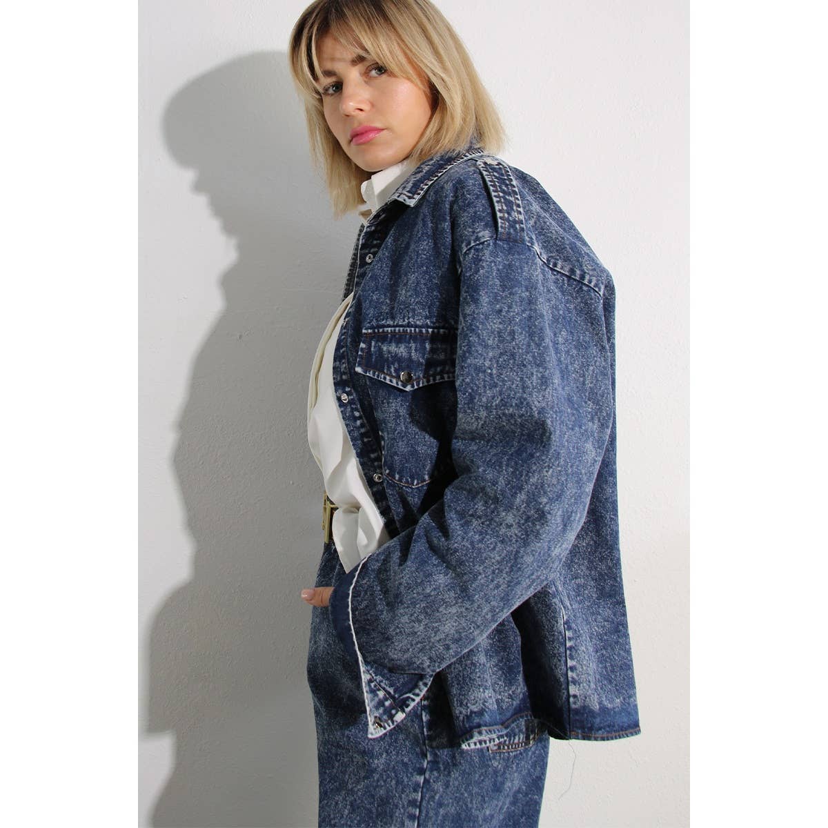 WASHED DENIM SHIRTS JACKEET AND PANTS SET
