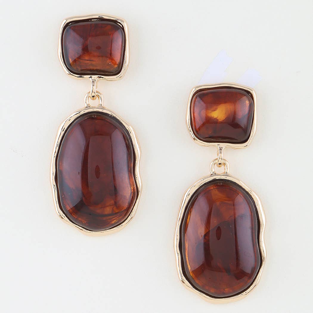 Tortoise Marble Stone Drop Earrings