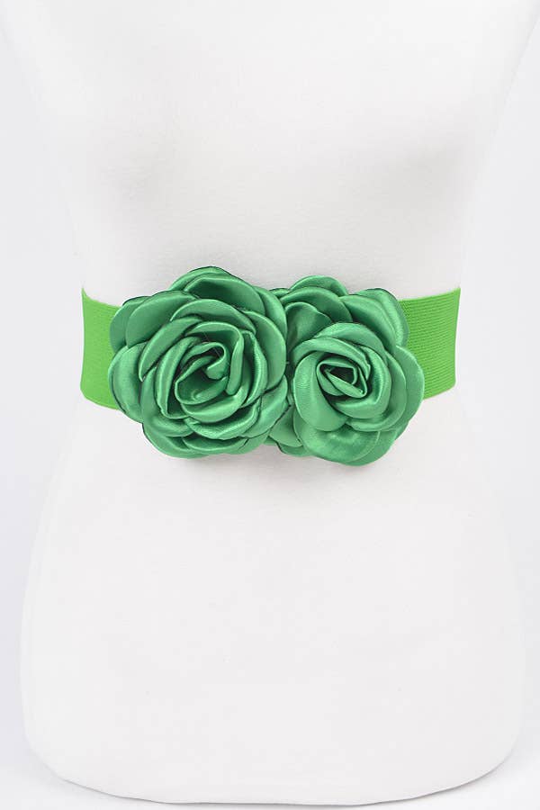 Double Satin Flower Elastic Belt
