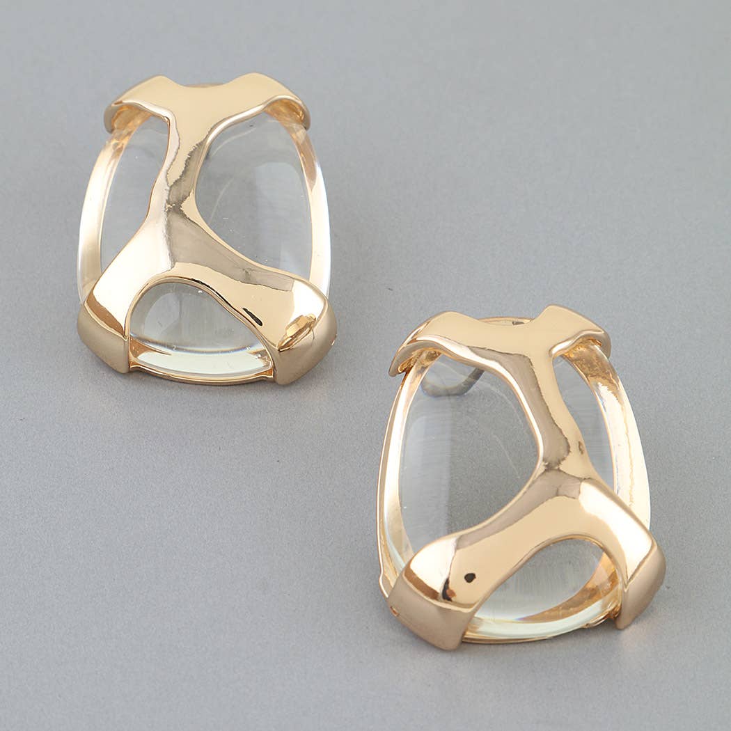 Polished Transparent Stone Earrings