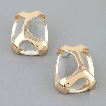 Polished Transparent Stone Earrings