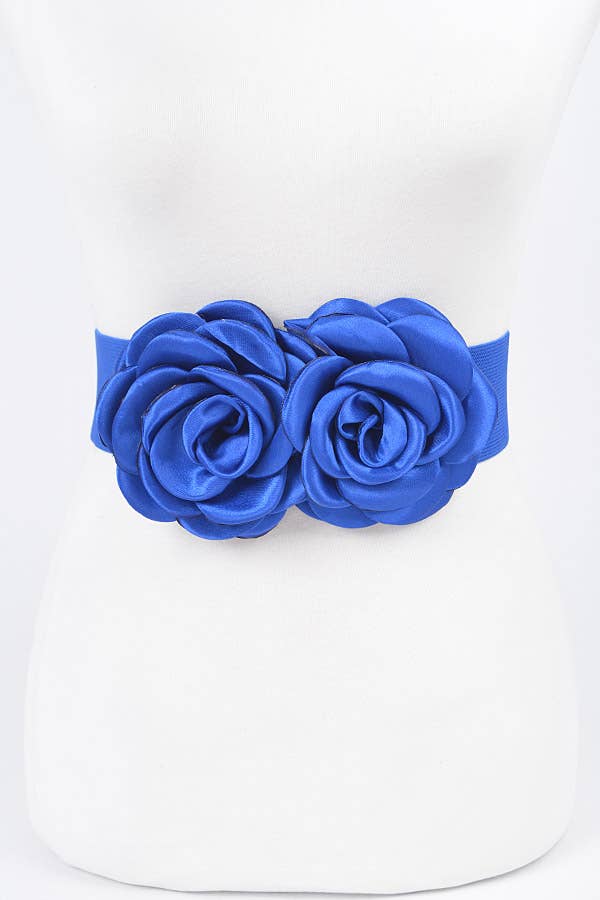 Double Satin Flower Elastic Belt